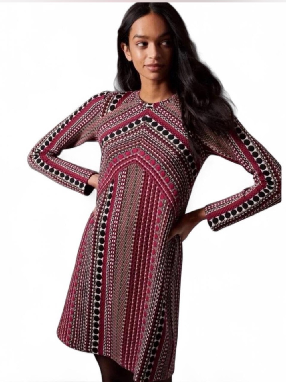 *NWT* ANTHROPOLOGIE x MAEVE LS Textured Dress in Black Multi — S